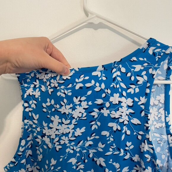 DRAPER JAMES Ruffle Nightie Blue White Floral Sleeveless PJ Nightgown Mini Dress - Picture 15 of 15